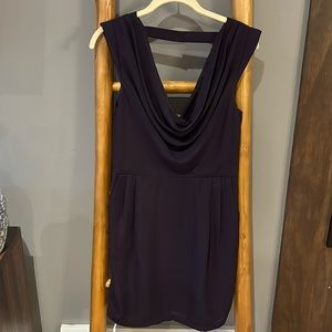 Adelyn Rae plum cowl neck dress